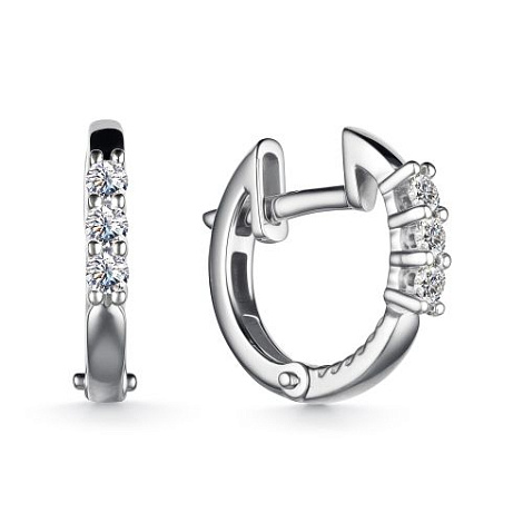 Cercei Creole din aur alb cu pietre Diamant
