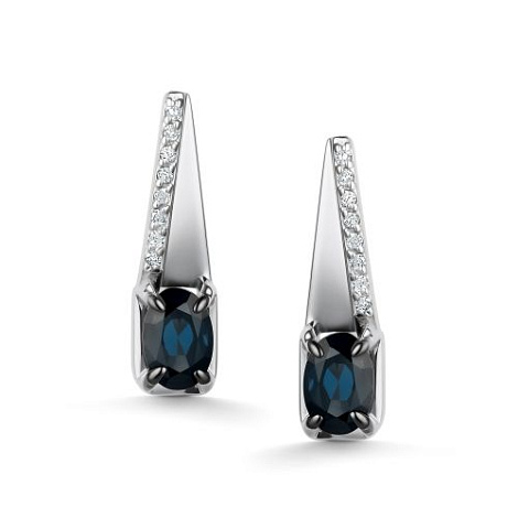 Cercei din aur alb cu pietre Diamant, Safir