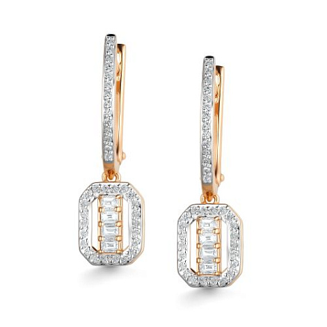 Cercei Suspendați din aur roșu cu pietre Diamant