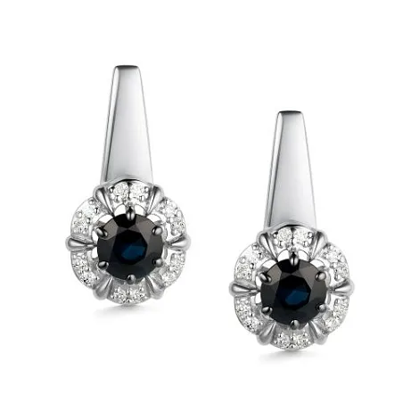 Cercei din aur alb cu Diamant, Safir