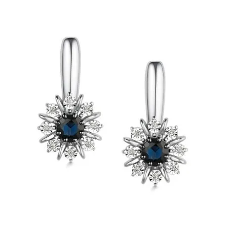 Cercei din aur alb cu Diamant, Safir