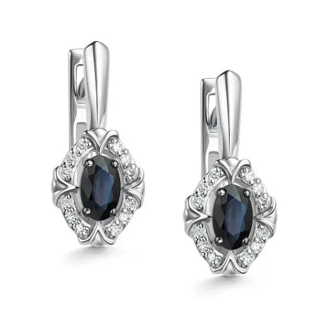 Cercei din aur alb cu Diamant, Safir
