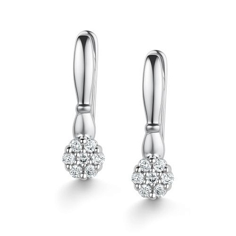 Cercei din aur alb cu pietre Diamant