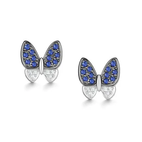 Cercei Pusete din aur alb cu Diamant, Safir
