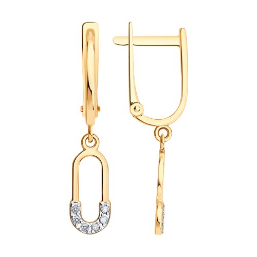 Cercei Suspendați din aur roșu cu pietre Cubic Zirconia Incolor