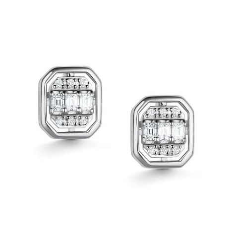 Cercei Pusete din aur alb cu pietre Diamant
