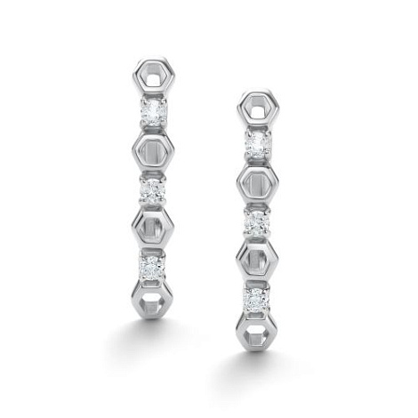 Cercei din aur alb cu pietre Diamant