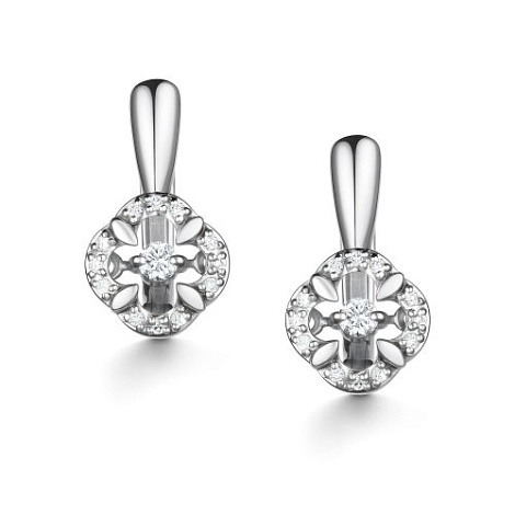 Cercei din aur alb cu pietre Diamant