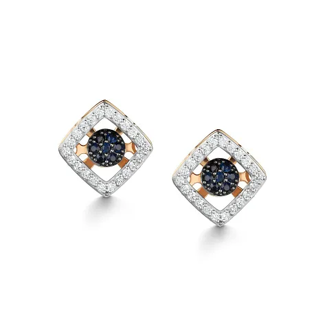 Cercei Pusete din aur roșu cu Diamant, Safir