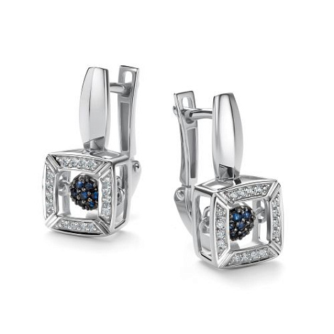 Cercei din aur alb cu pietre Diamant, Safir