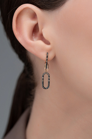 Cercei Suspendați din aur roșu cu pietre Diamant negru, Diamant Cognac