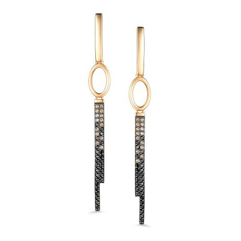 Cercei Suspendați din aur roșu cu pietre Diamant negru, Diamant Cognac