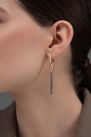 Cercei Suspendați din aur roșu cu pietre Diamant negru, Diamant Cognac