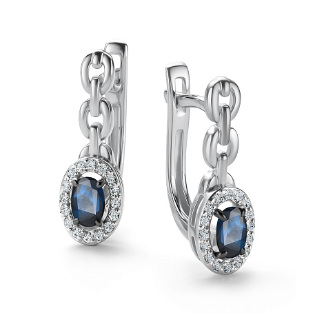 Cercei din aur alb cu pietre Diamant, Safir