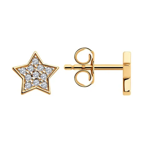 Cercei Pusete din aur roșu cu Cubic Zirconia Incolor