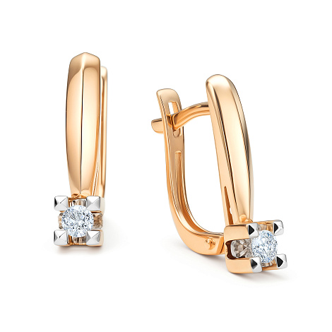 Cercei din aur roșu cu pietre Diamant