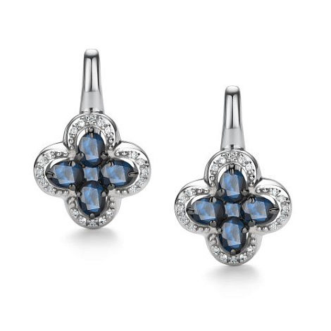 Cercei din aur alb cu pietre Diamant, Safir