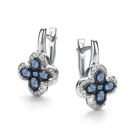 Cercei din aur alb cu pietre Diamant, Safir