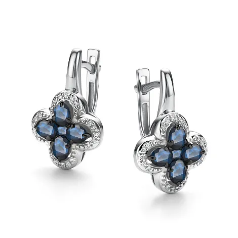 Cercei din aur alb cu Diamant, Safir
