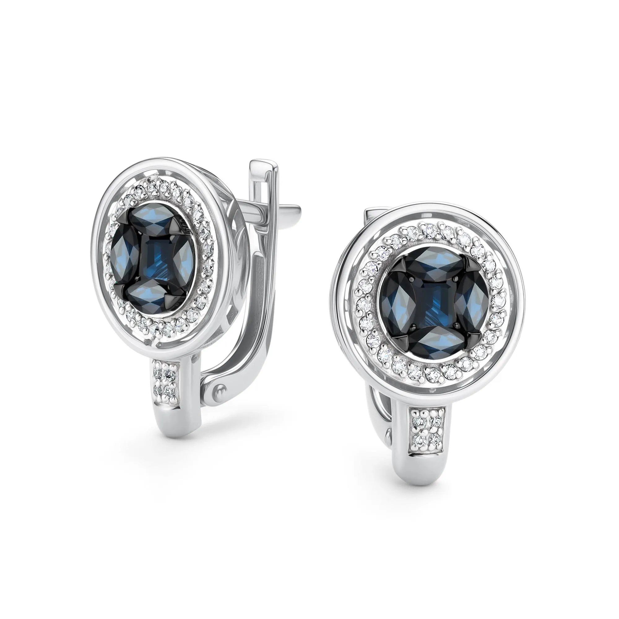 Cercei din aur alb cu Diamant, Safir