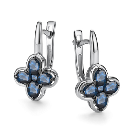 Серьги из белого золота с камнями Сапфир