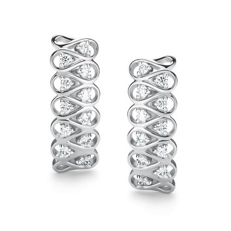 Cercei din aur alb cu pietre Diamant