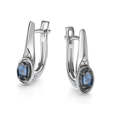 Cercei din aur alb cu pietre Diamant, Safir