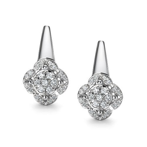 Cercei din aur alb cu pietre Diamant