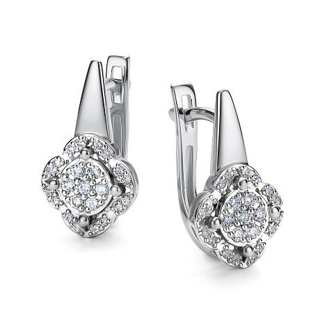 Cercei din aur alb cu pietre Diamant