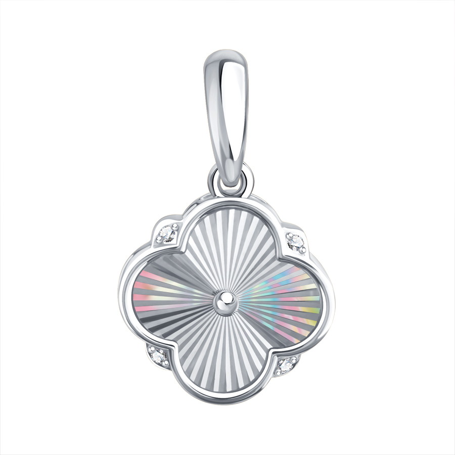 Pandantiv din aur alb cu pietre Cubic Zirconia Incolor