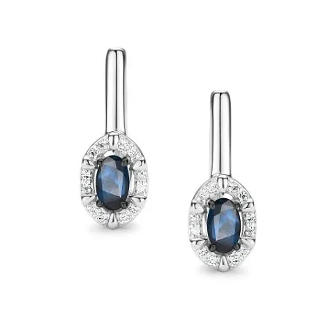 Cercei din aur alb cu Diamant, Safir