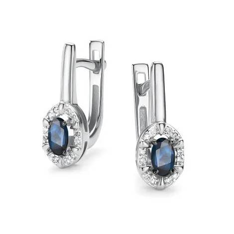 Cercei din aur alb cu Diamant, Safir