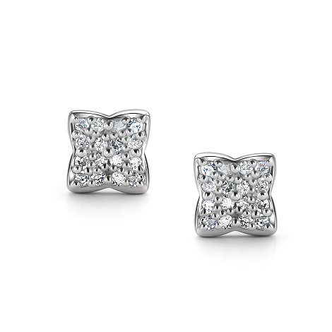 Серьги Пусеты из белого золота с камнями Бриллиант