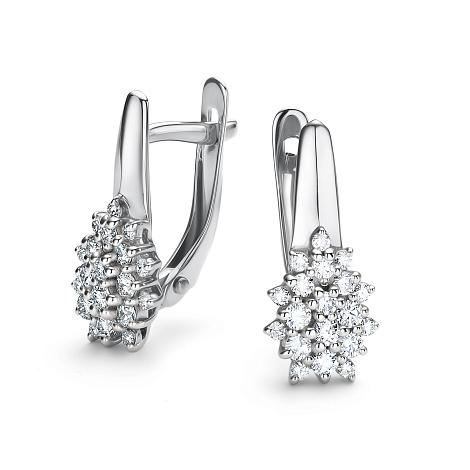 Cercei din aur alb cu pietre Diamant