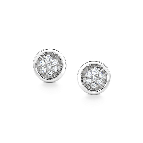 Cercei Pusete din aur alb cu pietre Diamant