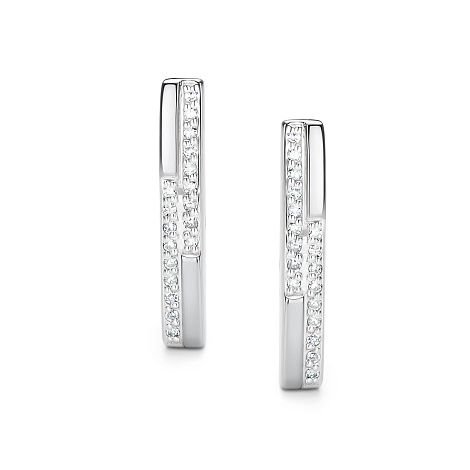 Cercei din aur alb cu pietre Diamant