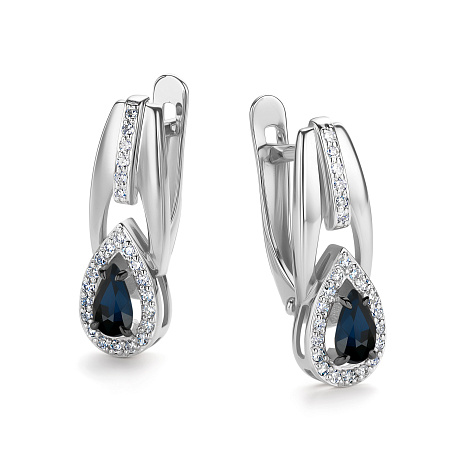 Cercei din aur alb cu pietre Diamant, Safir