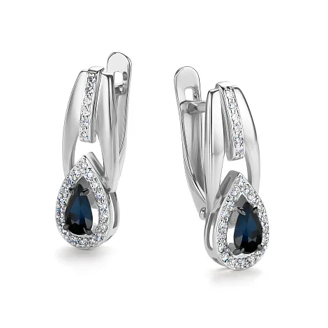 Cercei din aur alb cu Diamant, Safir