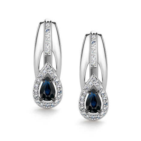 Cercei din aur alb cu pietre Diamant, Safir