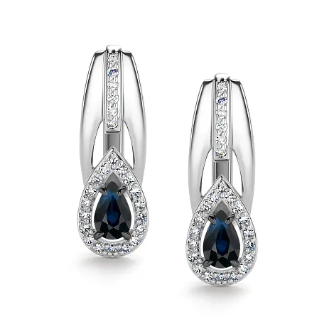 Cercei din aur alb cu Diamant, Safir