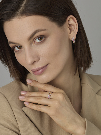 Cercei din aur roșu cu pietre Diamant, Rubin