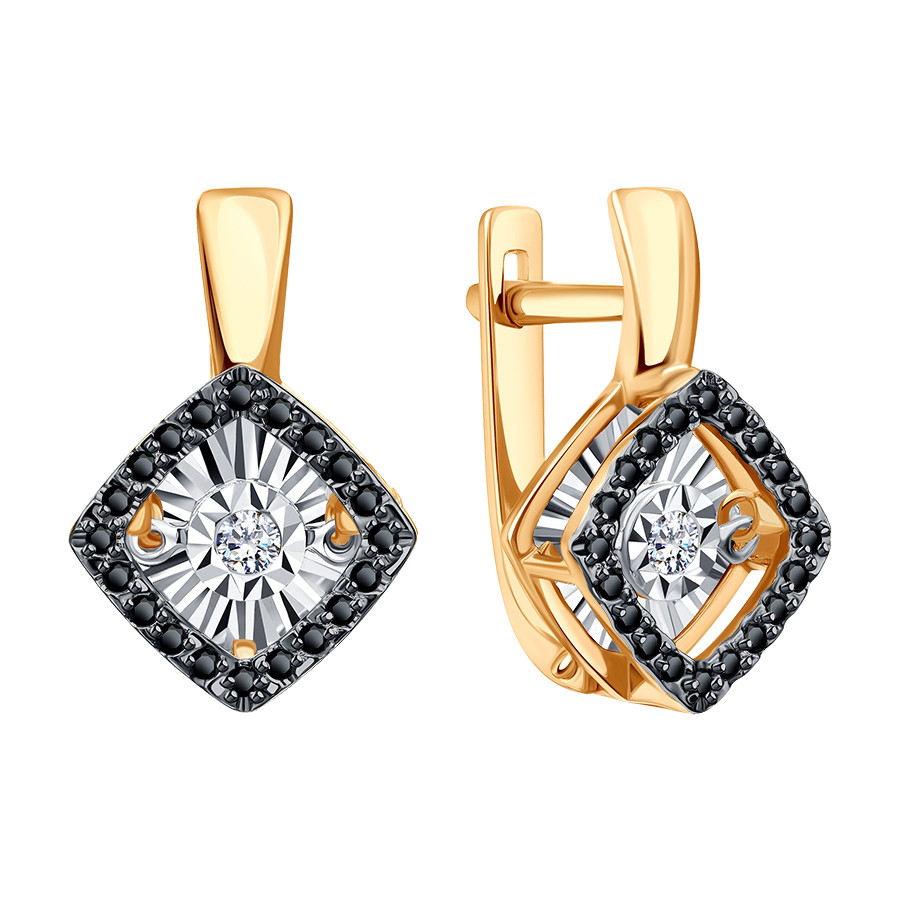 Cercei din aur roșu cu pietre Diamant, Diamant negru