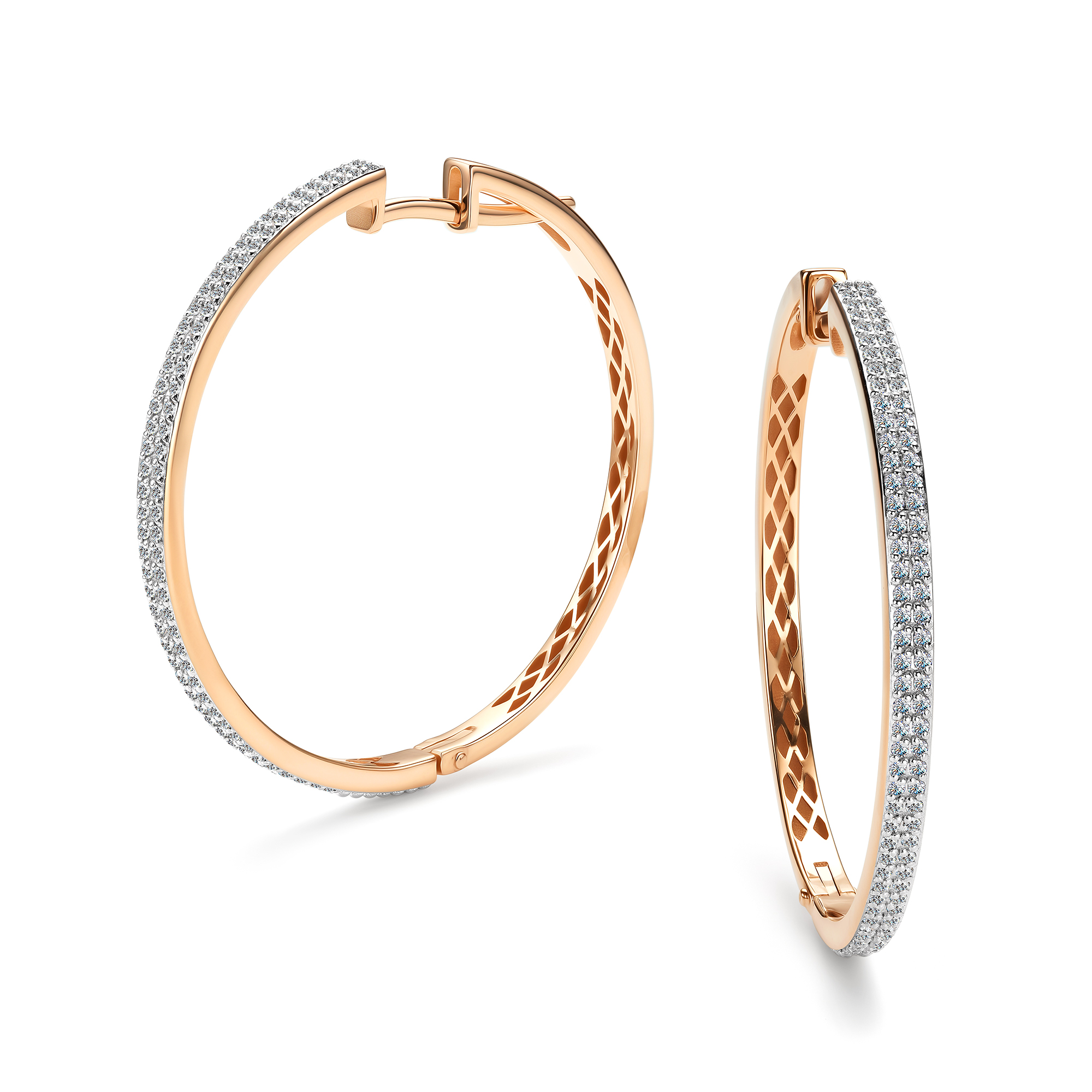 Серьги Конго из красного золота с камнями Бриллиант