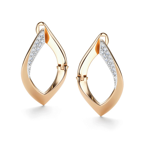 Серьги из красного золота с камнями Бриллиант