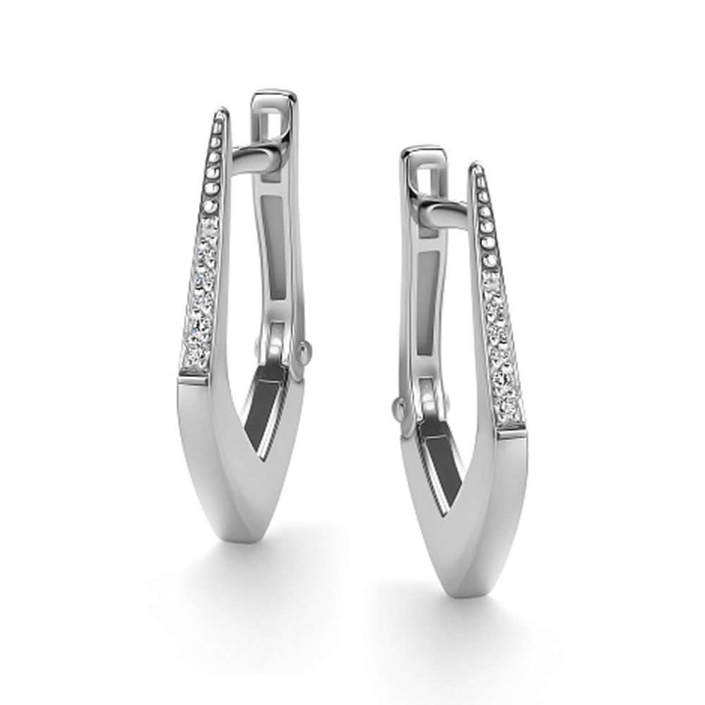 Cercei din aur alb cu pietre Diamant