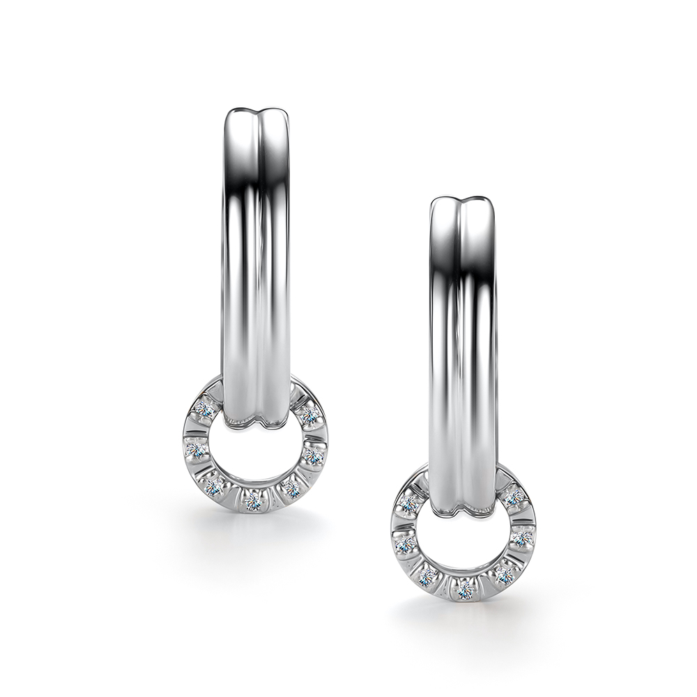 Серьги Конго из белого золота с камнями Бриллиант