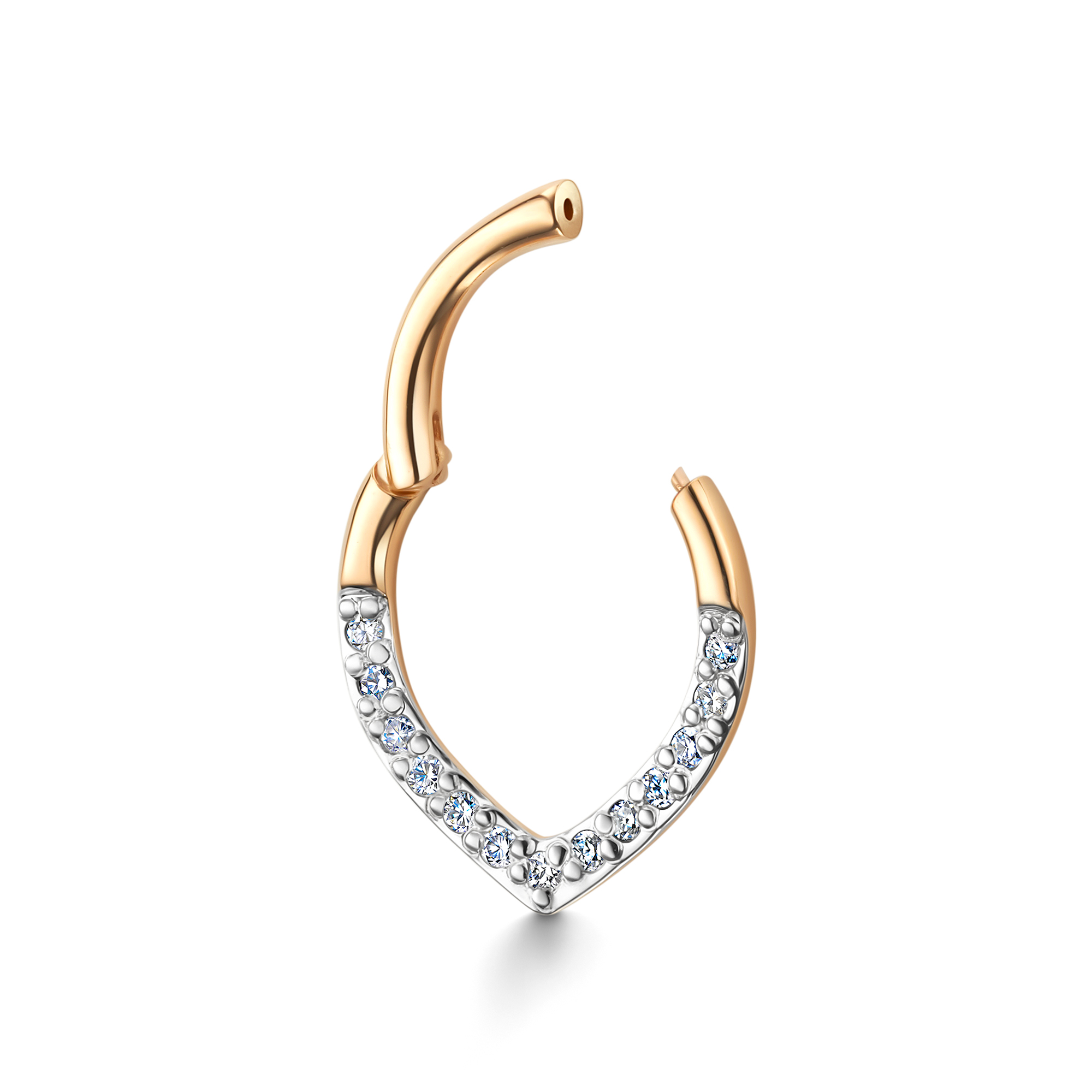 Cercel din aur roșu cu pietre Diamant