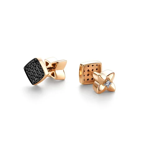 Cercei Pusete din aur roșu cu Diamant, Diamant negru