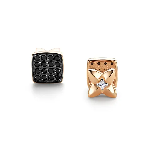 Cercei Pusete din aur roșu cu Diamant, Diamant negru