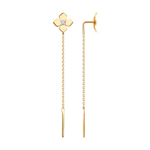 Cercei Lanț din aur roșu cu pietre Cubic Zirconia Incolor